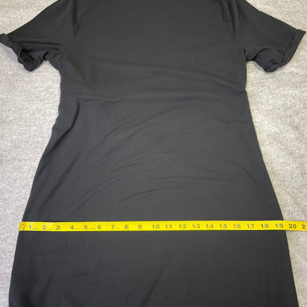 NEW On 34th Core Tie Dress L Deep Black Short Sleeve Midi Side Slit Jersey - Picture 11 of 12